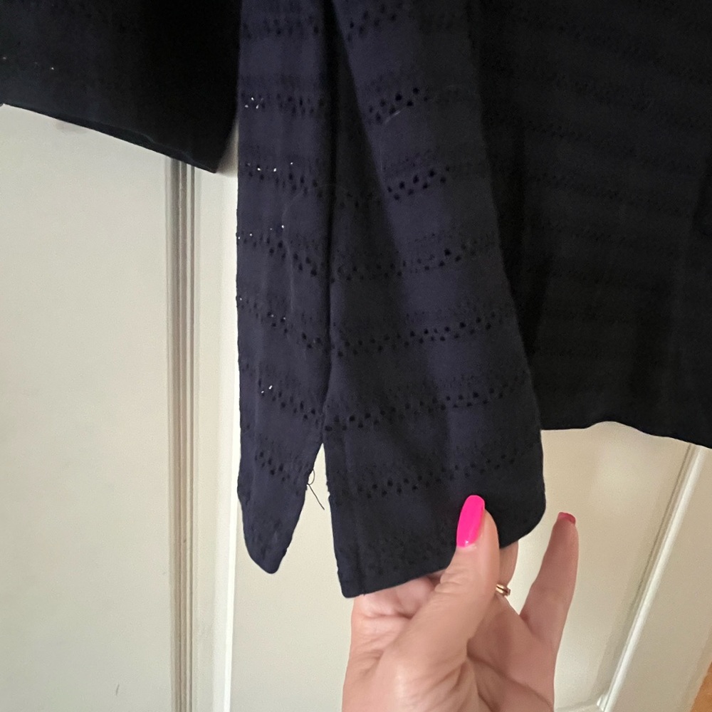 Talbots Women's Navy Blouse Lined 3/4 Sleeve with Button Cuff Detail Sz XL - Picture 5 of 14